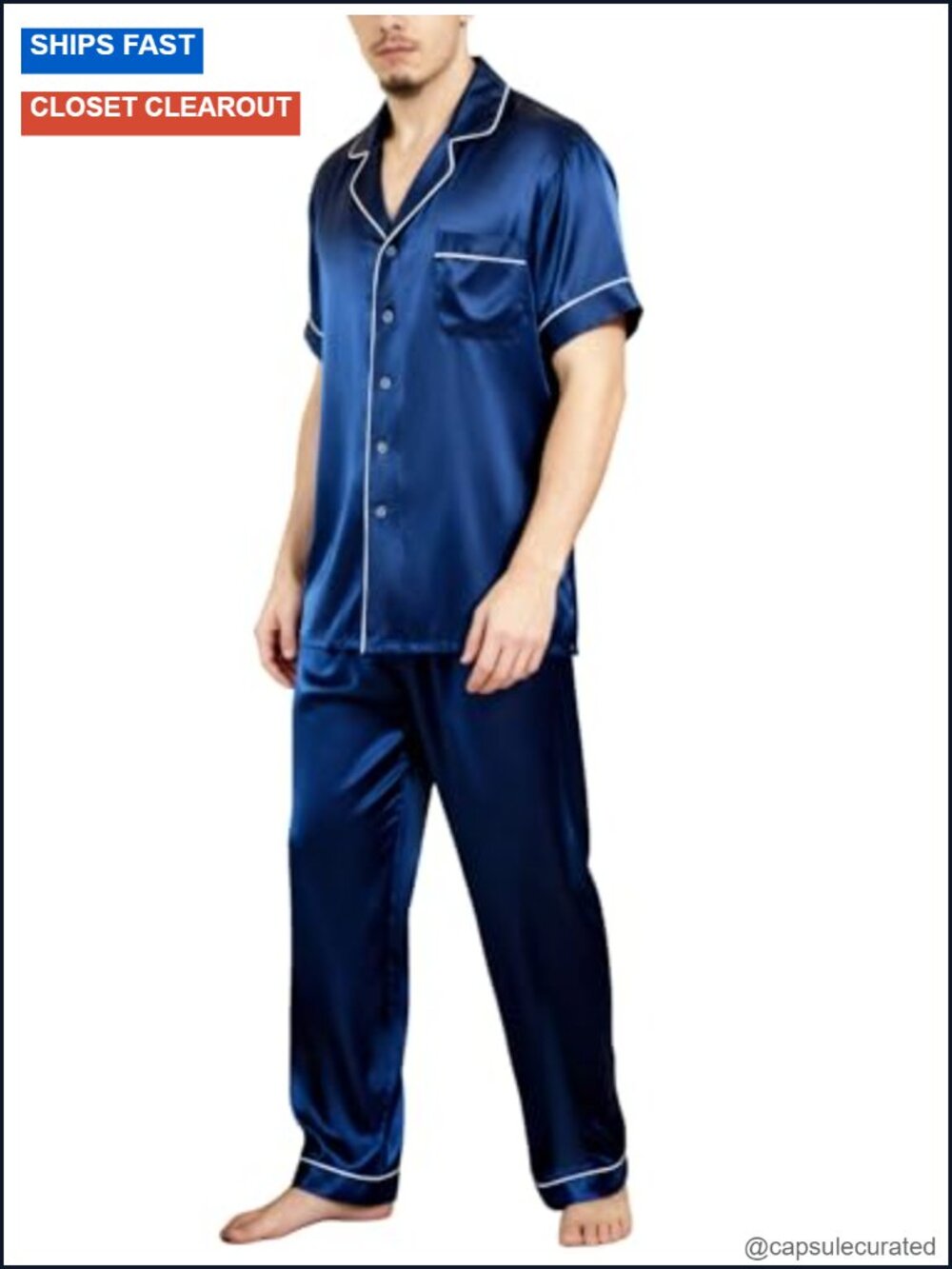 Luxury 19 Momme Mulberry Silk Pajama Set for Men Short Sleeve, Breathable